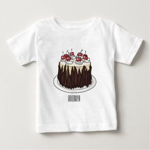 Camiseta Para Bebê Ilustração do desenho do bolo Floresta Negra