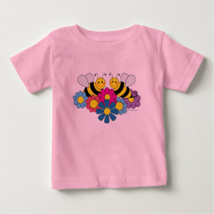 Camiseta Para Bebê Ilustração do design das abelhas & das flores