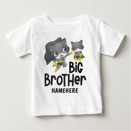 Camiseta Para Bebê Ilustração do Gato Super-Herói do Big Brother com 