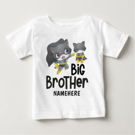 Camiseta Para Bebê Ilustração do Gato Super-Herói Irmão Mais Velho No