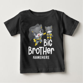 Camiseta Para Bebê Ilustração do Gato Super-Herói Irmão Mais Velho No