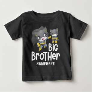 Camiseta Para Bebê Ilustração do Gato Super-Herói Irmão Mais Velho No