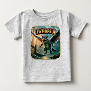 Camiseta Para Bebê Ilustração do Owligator – Jacaré Coruja Engraçado