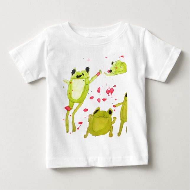Camiseta Para Bebê Ilustração do sapo de corte (Frente)