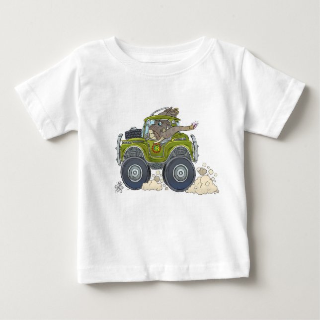 Camiseta Para Bebê Ilustração dos desenhos animados de um elefante (Frente)