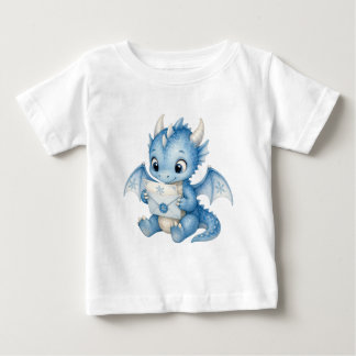 Camiseta Para Bebê Ilustração em Aquarela de Bebê Dragão de Inverno F