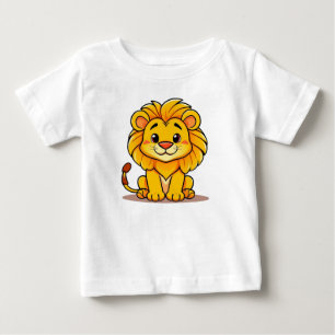 Camiseta Para Bebê Ilustração fofa e estilo cartoon de um leão