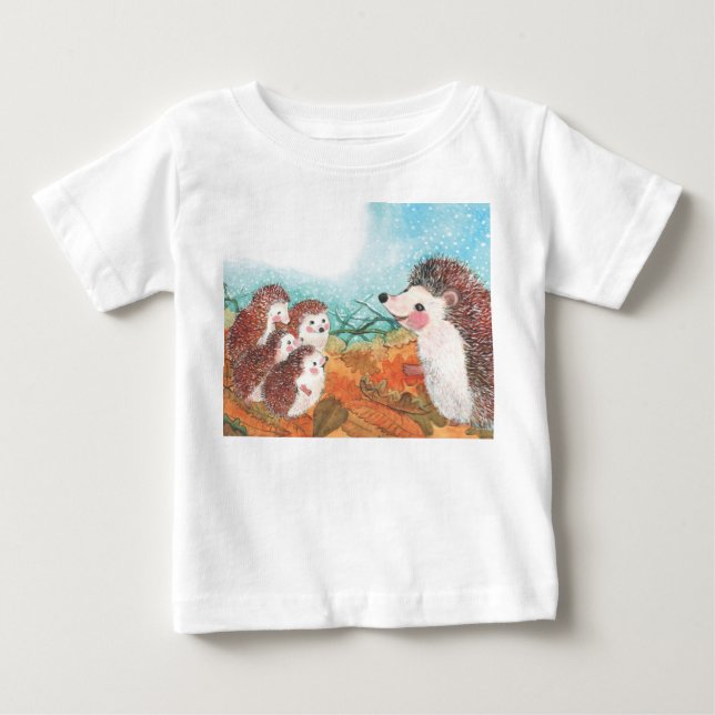 Camiseta Para Bebê Ilustração Hedgehogs (Frente)