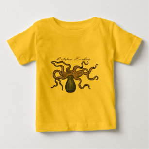 Camiseta Para Bebê Ilustração Octopus Kraken Vintage