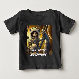 Camiseta Para Bebê Ilustração personalizada de astronauta de gatos - 