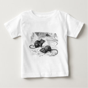 Camiseta Para Bebê Ilustração retro dos ratos do rato do celeiro dos