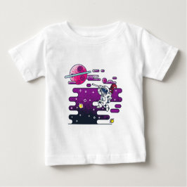 Camiseta Para Bebê Ilustração Retroativa do Astronauta Espacial Vibra