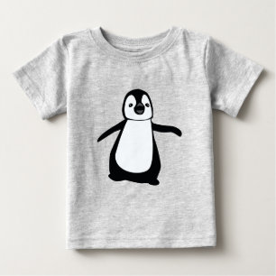 Camiseta Para Bebê Ilustração simples de pinguim preto e branco