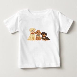 Camiseta Para Bebê Ilustração Vetorial de Família de Cachorro Fofa