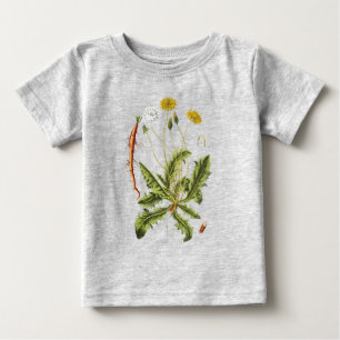 Camiseta Para Bebê Ilustração Vintage de Dente-de-Leão