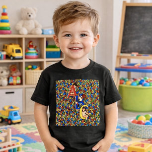 Camiseta Para Bebê Ilustração Vintage do Alfabeto Infantil da ABC