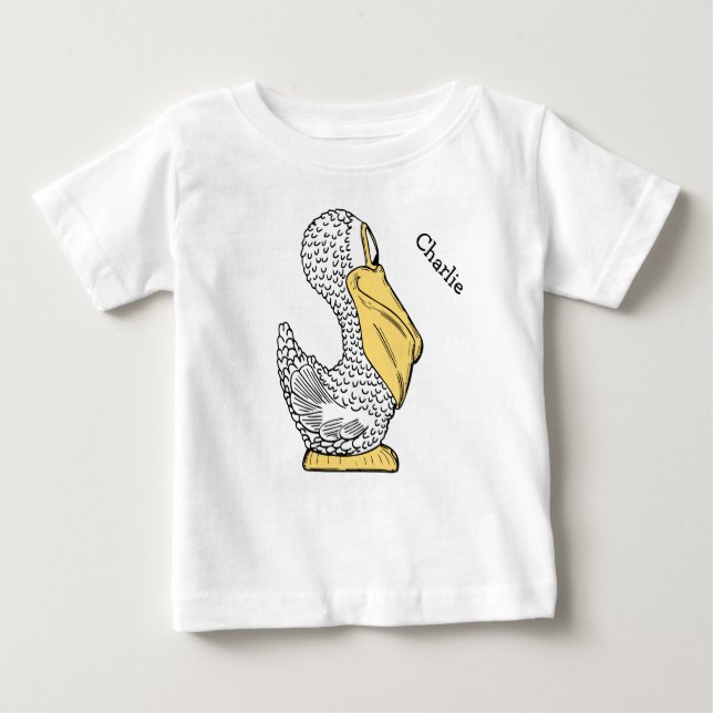 Camiseta Para Bebê Ilustrações animais vestuário de nome personalizad (Frente)
