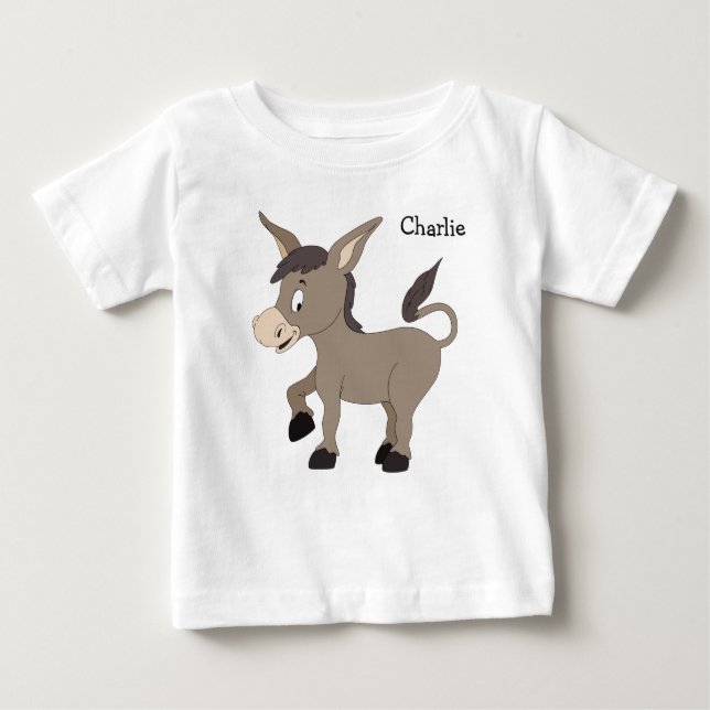 Camiseta Para Bebê Ilustrações de burro Ilustrações de nome personali (Frente)