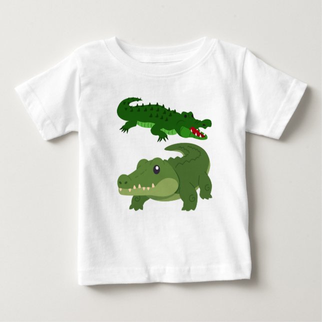 Camiseta Para Bebê Ilustrações de Crocodilo de Cartoons (Frente)