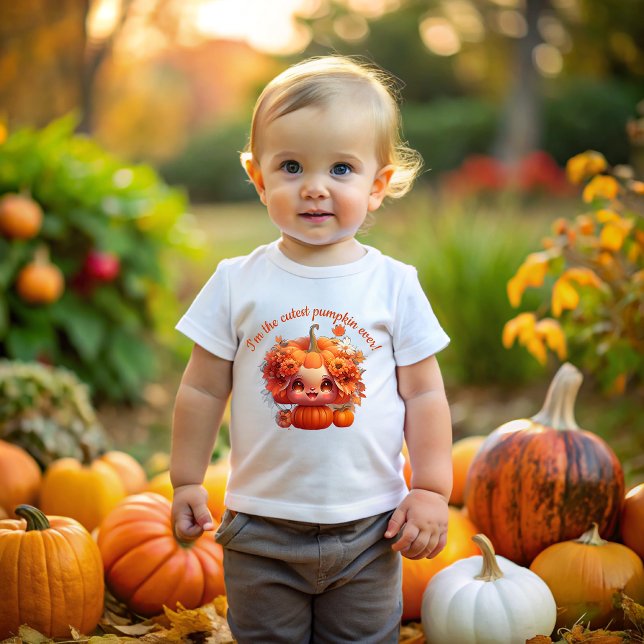 Camiseta Para Bebê I'm the cutest Thanksgiving pumpkin! (Criador carregado)