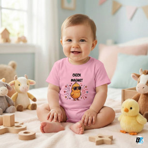 Camiseta Para Bebê Ímã de Frango Franguinho Fofo com Óculos de Sol