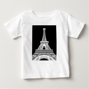 Camiseta Para Bebê Imagem Branca em Torre Eiffel
