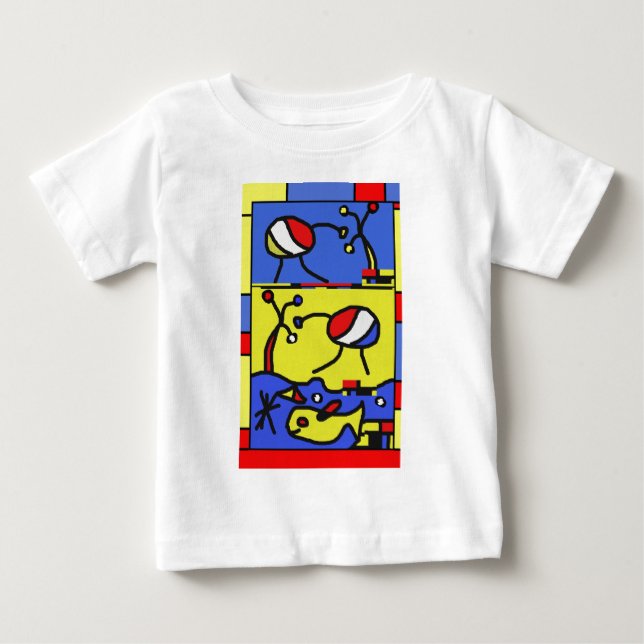 Camiseta Para Bebê Imagem com peixes da arte moderna (Frente)