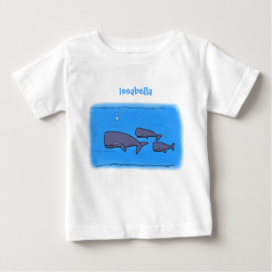 Camiseta Para Bebê Imagem das baleias de desenho animado migrante em 