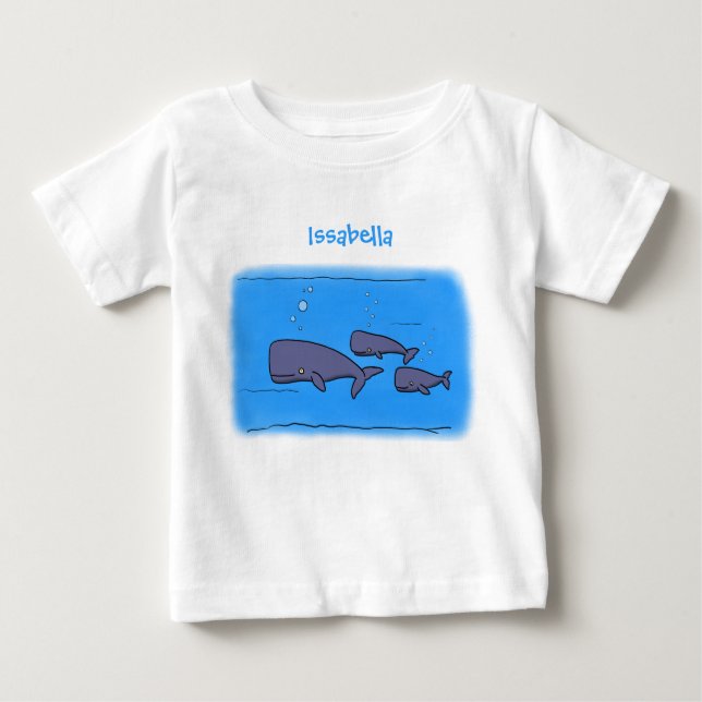 Camiseta Para Bebê Imagem das baleias de desenho animado migrante em  (Frente)