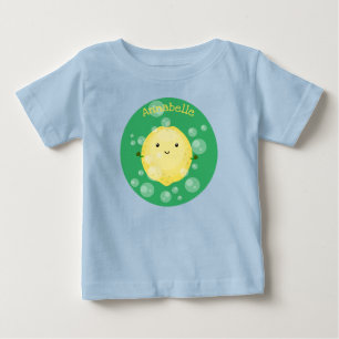 Camiseta Para Bebê Imagem das bolhas de fruta de limão-branco