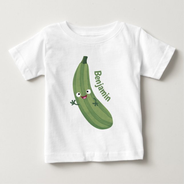 Camiseta Para Bebê Imagem de animação feliz da abobrinha (Frente)