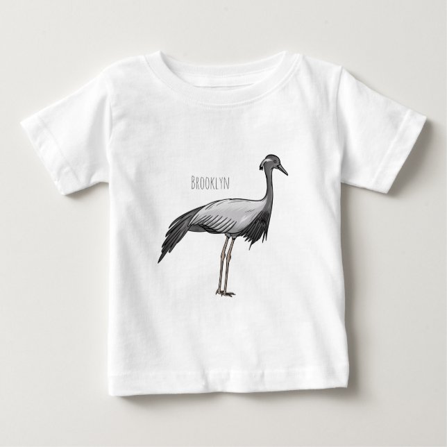 Camiseta Para Bebê Imagem de desenho animado de aves de guindaste dem (Frente)