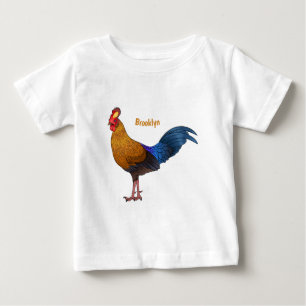 Camiseta Para Bebê Imagem de desenho animado de aves de junglefowl no
