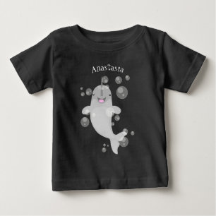 Camiseta Para Bebê Imagem de desenho animado de bolhas de narvais fel