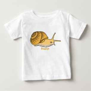Camiseta Para Bebê Imagem de desenho animado de caracol amarelo-bonit