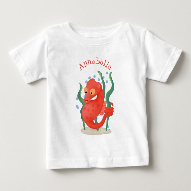 Camiseta Para Bebê Imagem de desenho animado de cavalo-de-coleira ver (Frente)