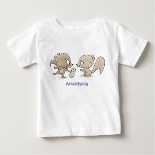 Camiseta Para Bebê Imagem de desenho animado de esquilos engraçados