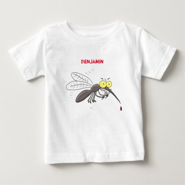 Camiseta Para Bebê Imagem de desenho animado de insetos mosquitos eng (Frente)