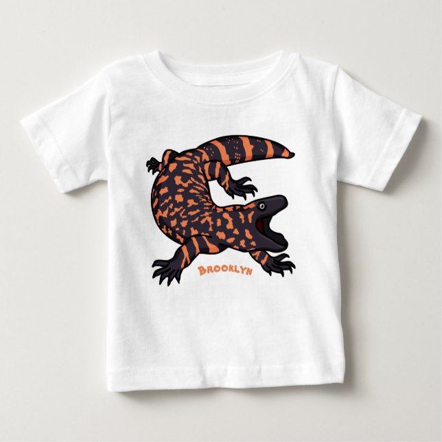 Camiseta Para Bebê Imagem de desenho animado de lagarto monstro de gi (Frente)