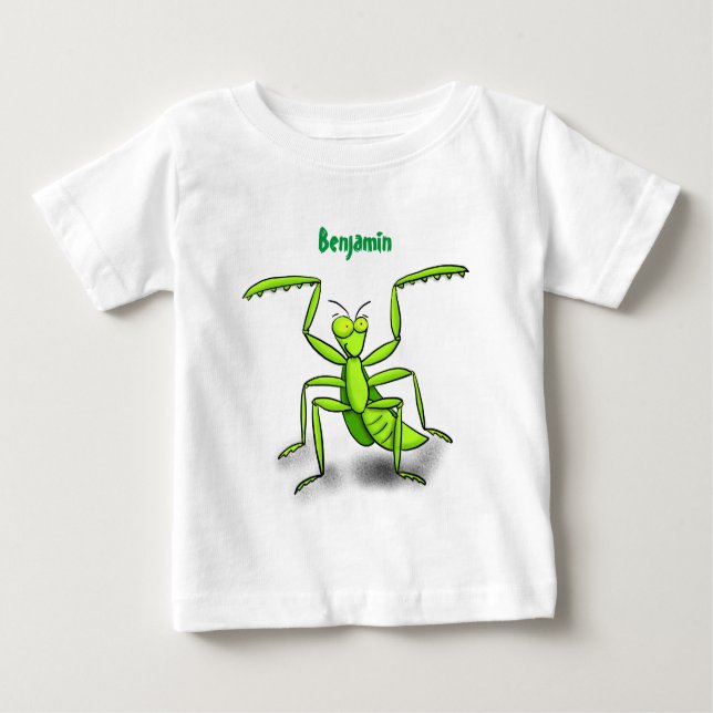 Camiseta Para Bebê Imagem de desenho animado de louva-a-deus engraçad (Frente)