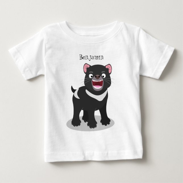 Camiseta Para Bebê Imagem de desenho animado do demônio da Tasmânia,  (Frente)