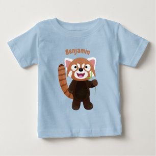 Camiseta Para Bebê Imagem de desenho animado do panda vermelho-bonito