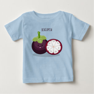 Camiseta Para Bebê Imagem de desenho animado roxo e bonito