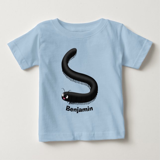 Camiseta Para Bebê Imagem de desenho em forma de milipede (Frente)