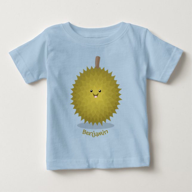 Camiseta Para Bebê Imagem de desenhos animados bonitos e felizes em D (Frente)