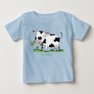 Camiseta Para Bebê Imagem de desenhos animados de campo verde para a