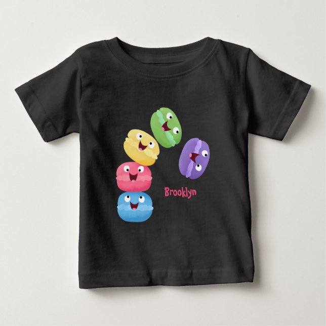 Camiseta Para Bebê Imagem de desenhos animados de macarões engraçados (Frente)