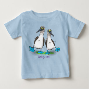 Camiseta Para Bebê Imagem de desenhos animados de pés azuis engraçado
