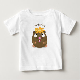 Camiseta Para Bebê Imagem de desenhos animados felizes da cobaia