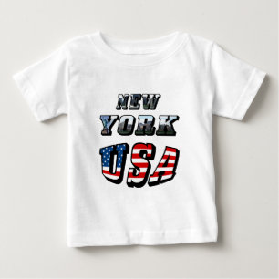 Camiseta Para Bebê Imagem de Nova Iorque e Texto dos EUA